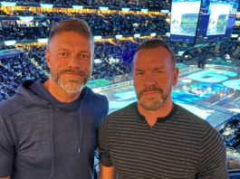 Edge and Christian Spotted Together During a Hockey Game