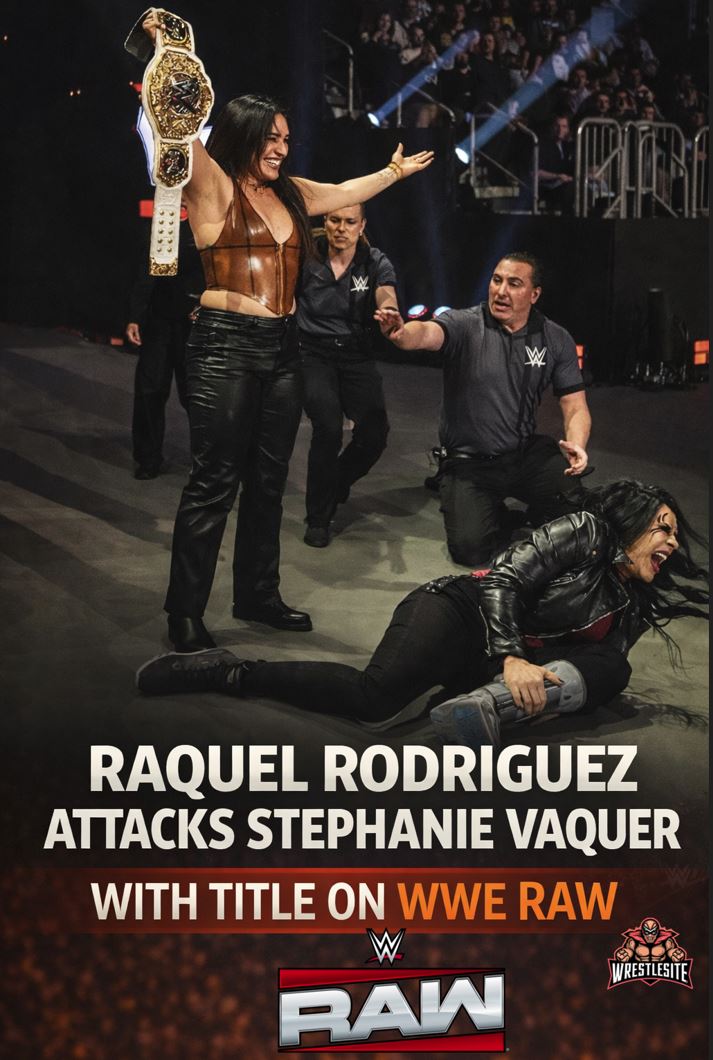 Raquel Rodriguez Attacks Stephanie Vaquer With Title on WWE RAW