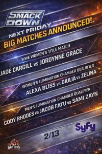 Major Matches Announced for February 13 SmackDown on Syfy