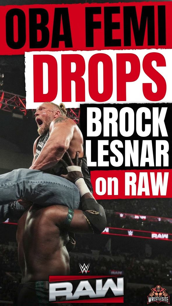 Oba Femi Drops Brock Lesnar on RAW