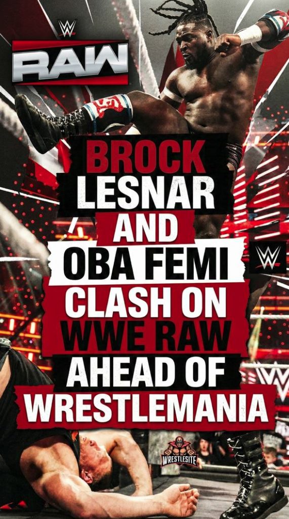 Brock Lesnar and Oba Femi Clash on WWE Raw Ahead of WrestleMania