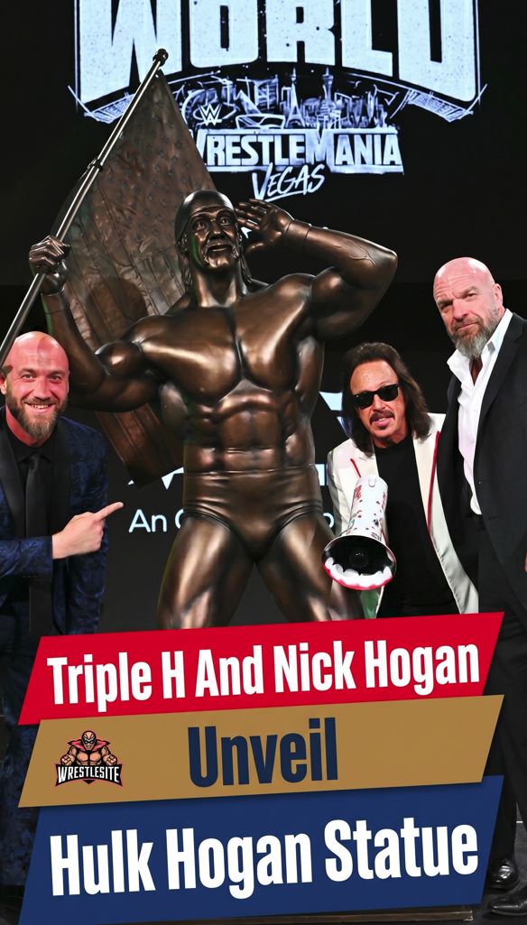 Triple H And Nick Hogan Unveil Hulk Hogan Statue