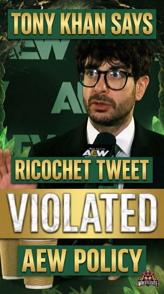 Tony Khan Says Ricochet Tweet Violated AEW Policy