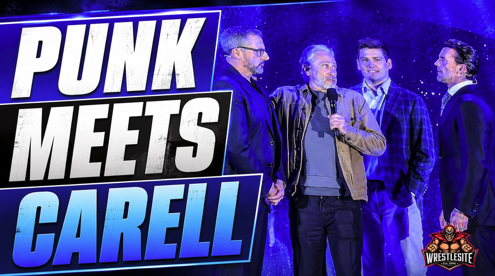CM Punk Joins Steve Carell In WWE 2K26 Segment 5 CM Punk and Steve Carell appearing together during comedic WWE 2K26 segment at Night of Too Many Stars
