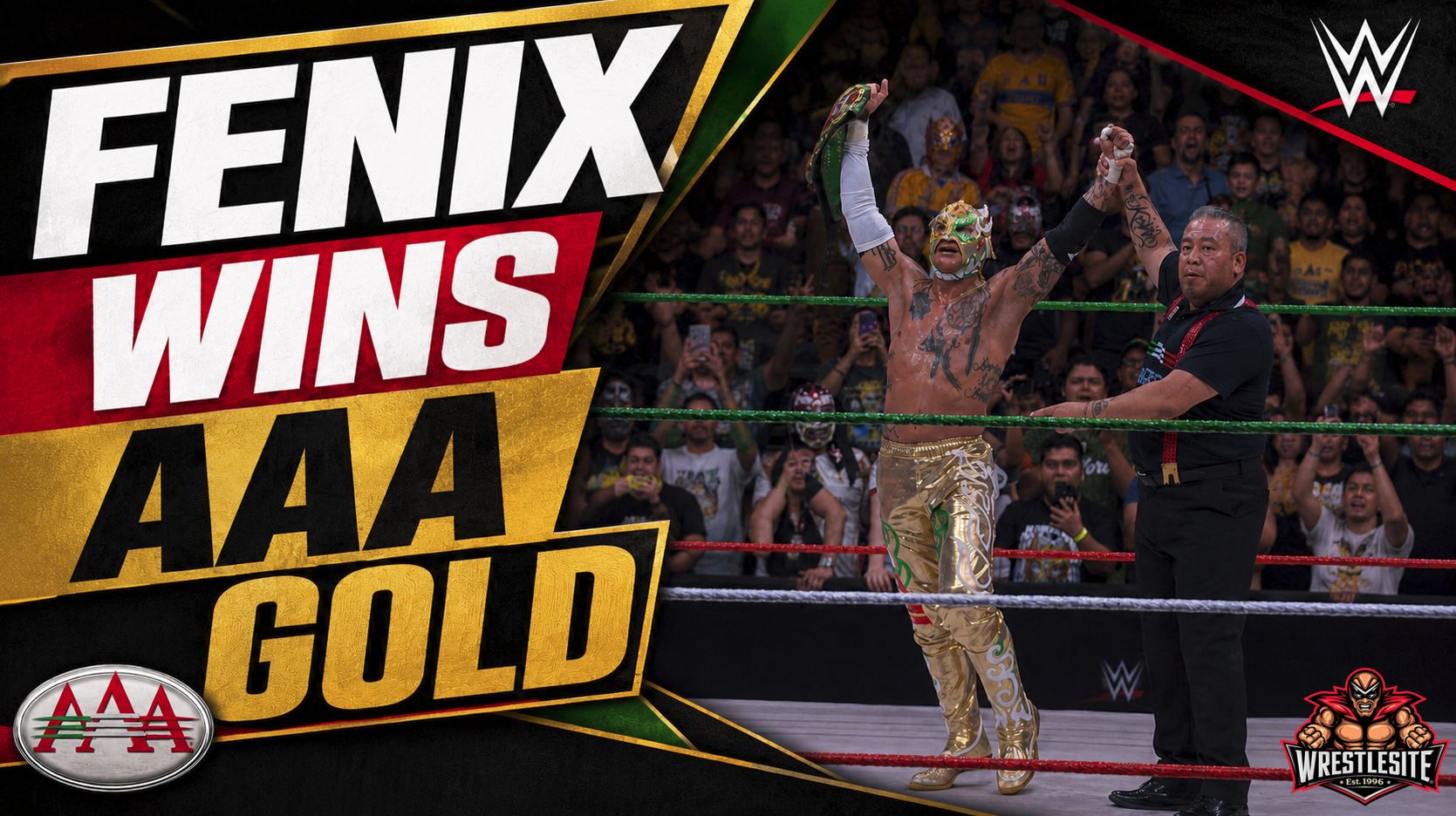 Rey Fenix Wins AAA Cruiserweight Title 5 Rey Fenix celebrates winning the AAA World Cruiserweight Championship after defeating Laredo Kid.