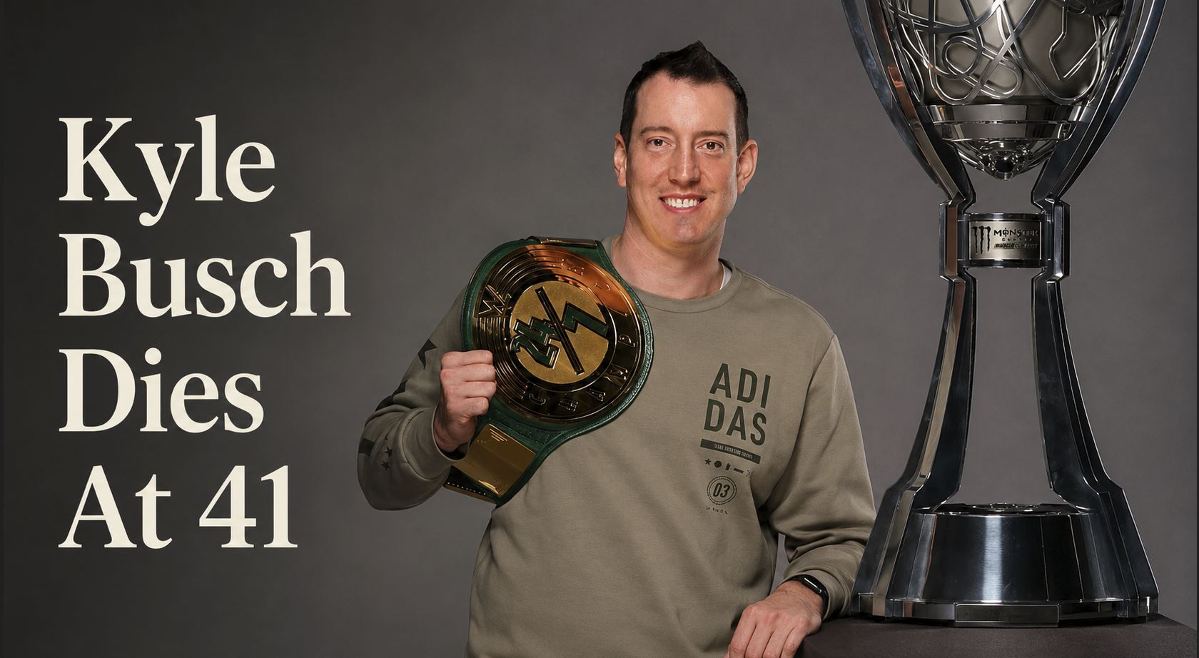 Kyle Busch celebrates during his NASCAR career, before fans remember his WWE 24/7 Championship moment