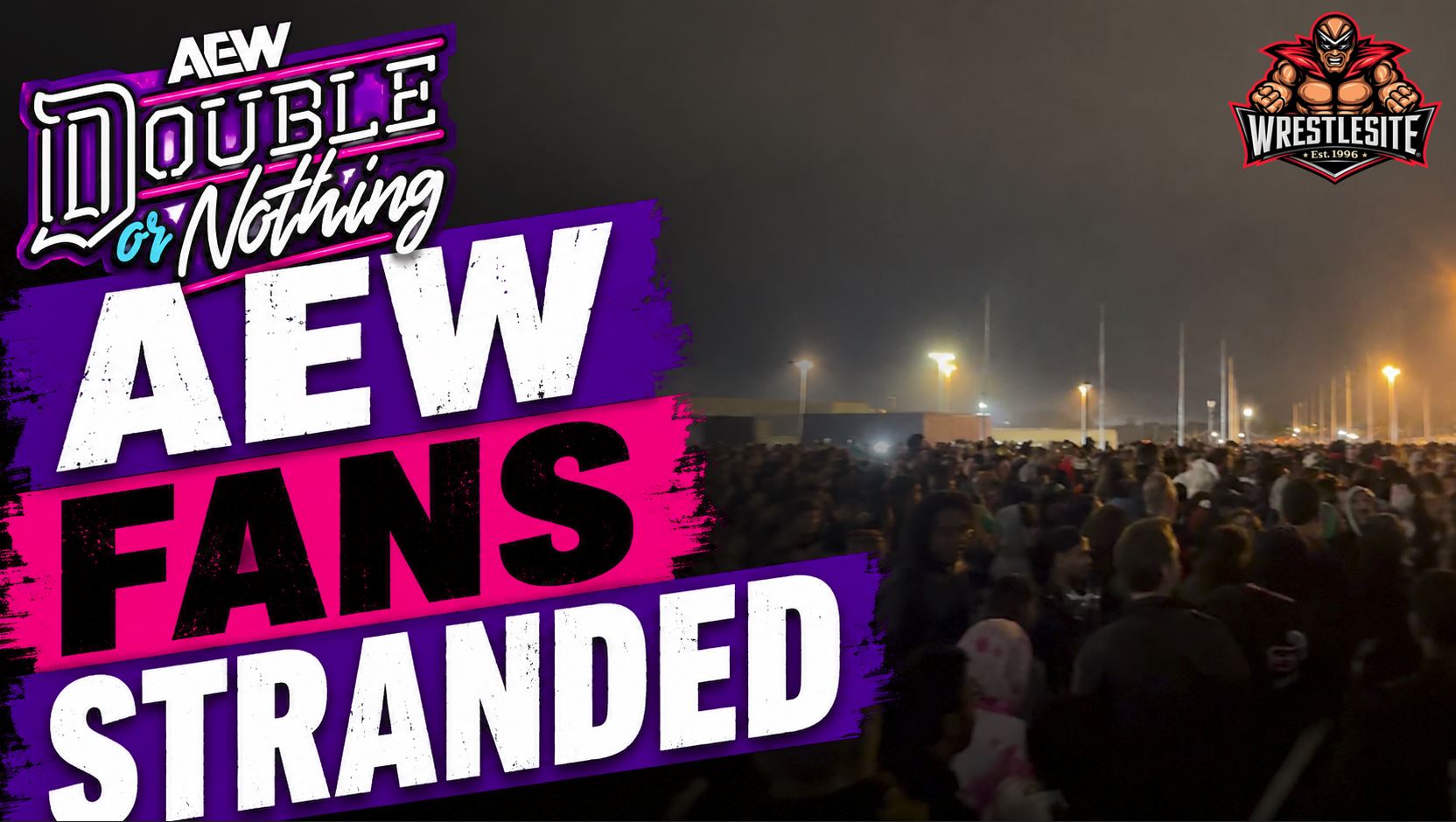 AEW Double or Nothing fans wait outside Louis Armstrong Stadium after the late Queens pay-per-view ending