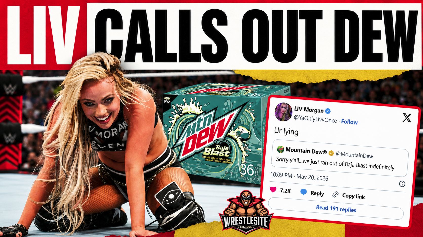 Liv Morgan reacts online after Mountain Dew claims it ran out of Baja Blast indefinitely