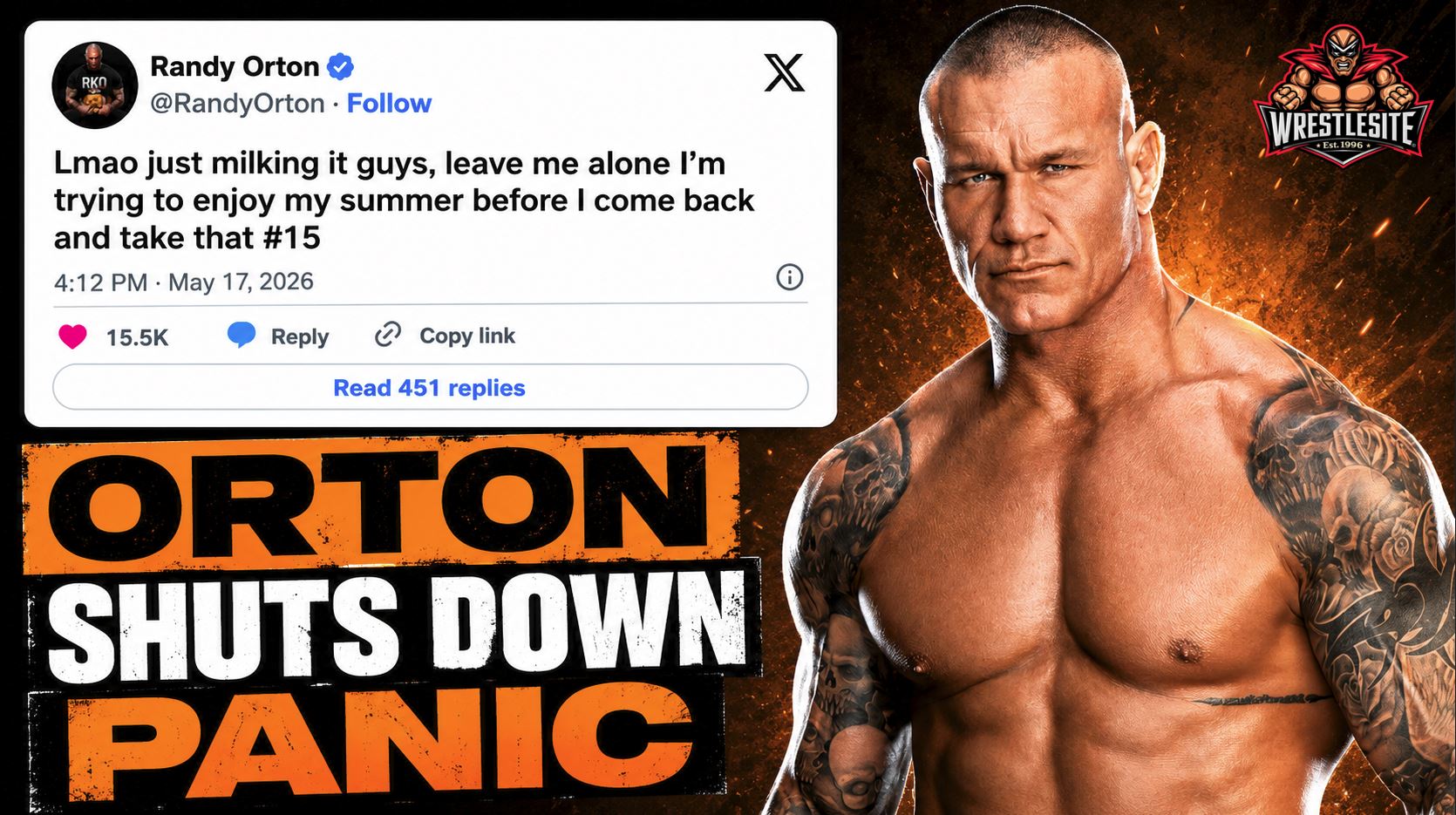 Randy Orton Responds To Injury Rumors 5 Randy Orton poses on WWE television as fans discuss injury rumors and a possible SmackDown return