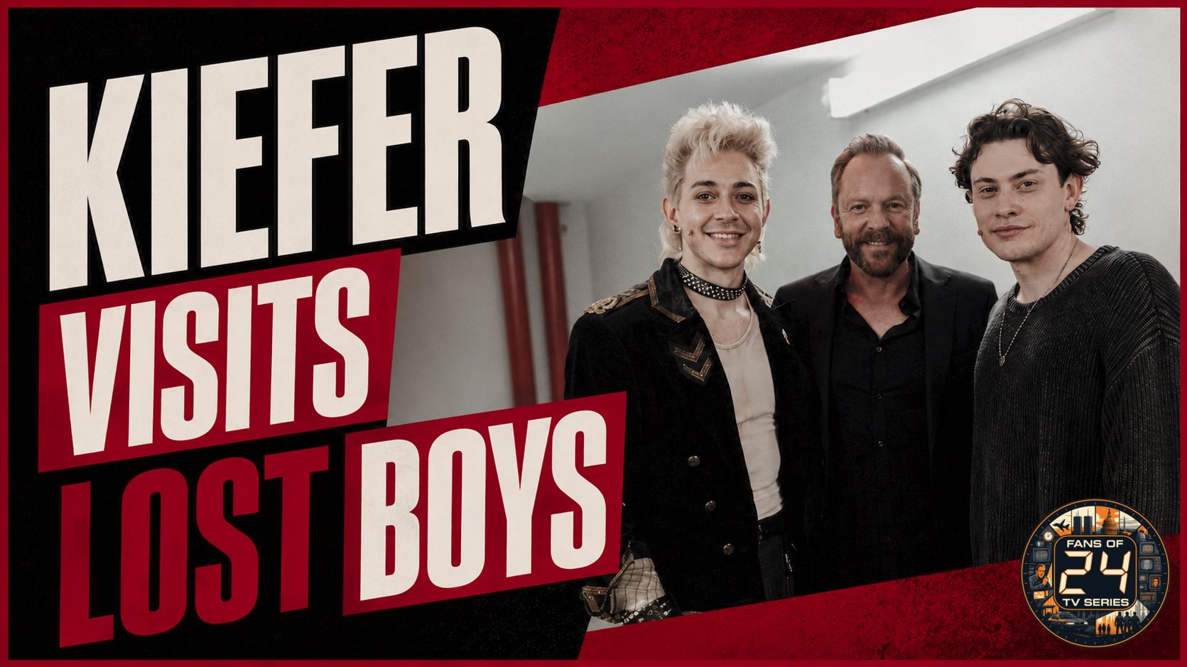 Kiefer Sutherland visits The Lost Boys Broadway cast after performance, celebrating the Tony-winning vampire musical