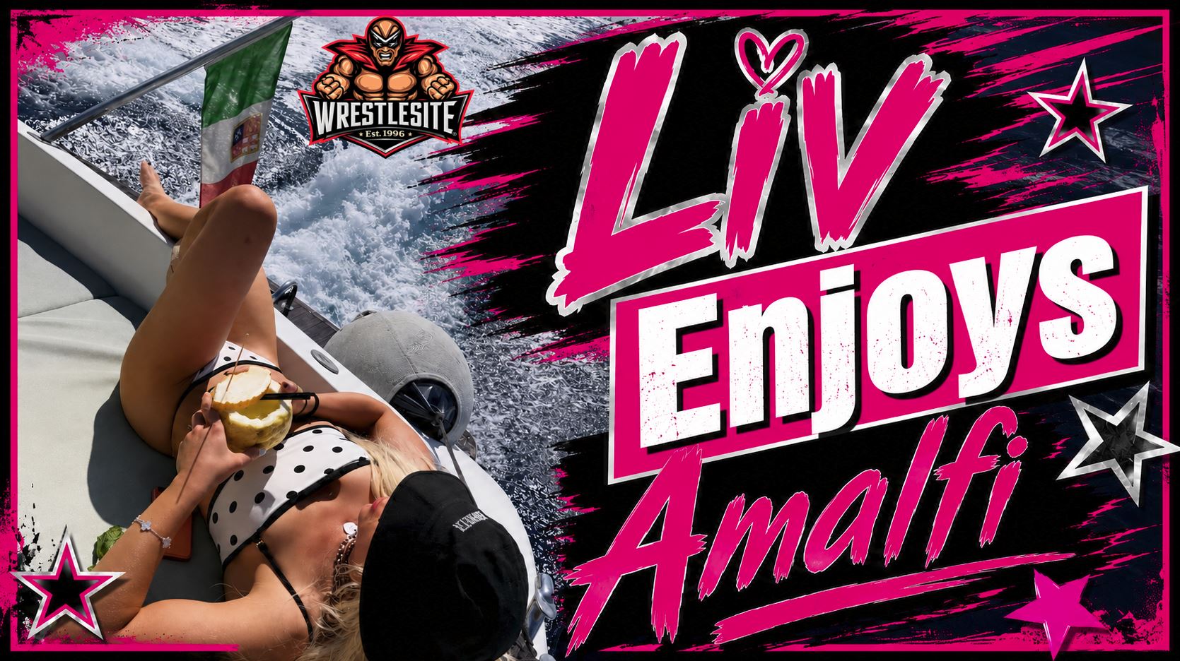 Liv Morgan poses along Italy’s Amalfi Coast during WWE’s European tour as Women’s World Champion