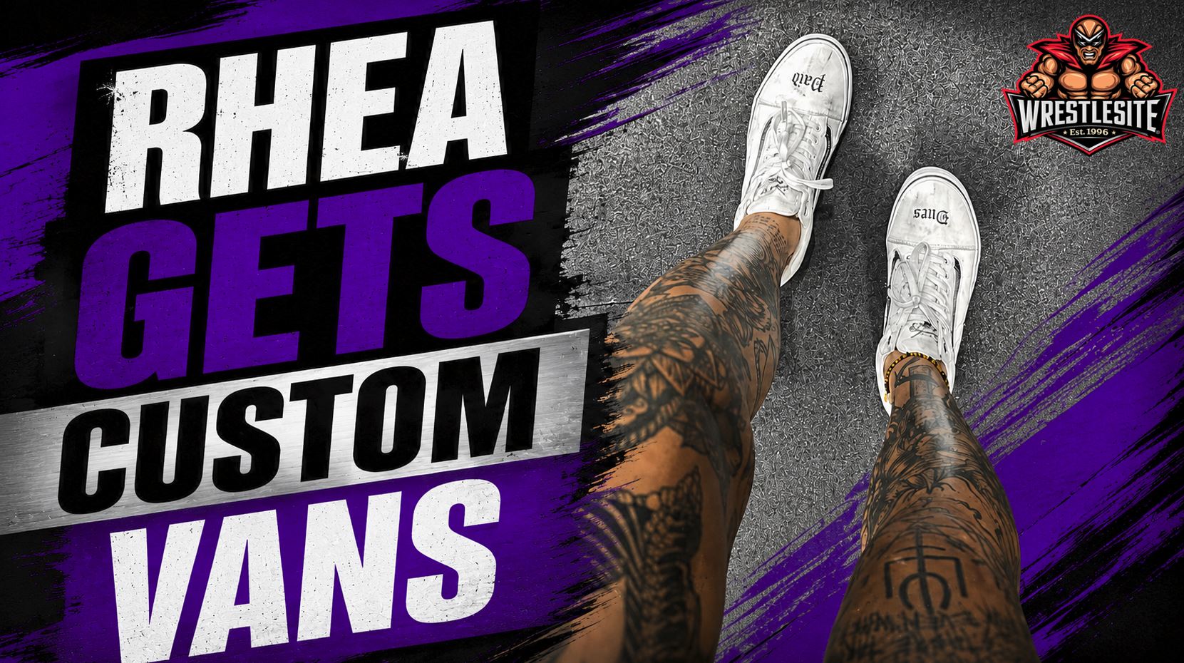 Rhea Ripley Gets Custom Vans Sneakers 5 Rhea Ripley shows off custom white Vans sneakers with the 'Dues Paid' message after a past brand snub