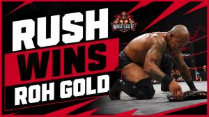 Lio Rush Wins ROH TV Title 19 Lio Rush celebrates winning the ROH World Television Championship at Global Wars Cincinnati after three-way match