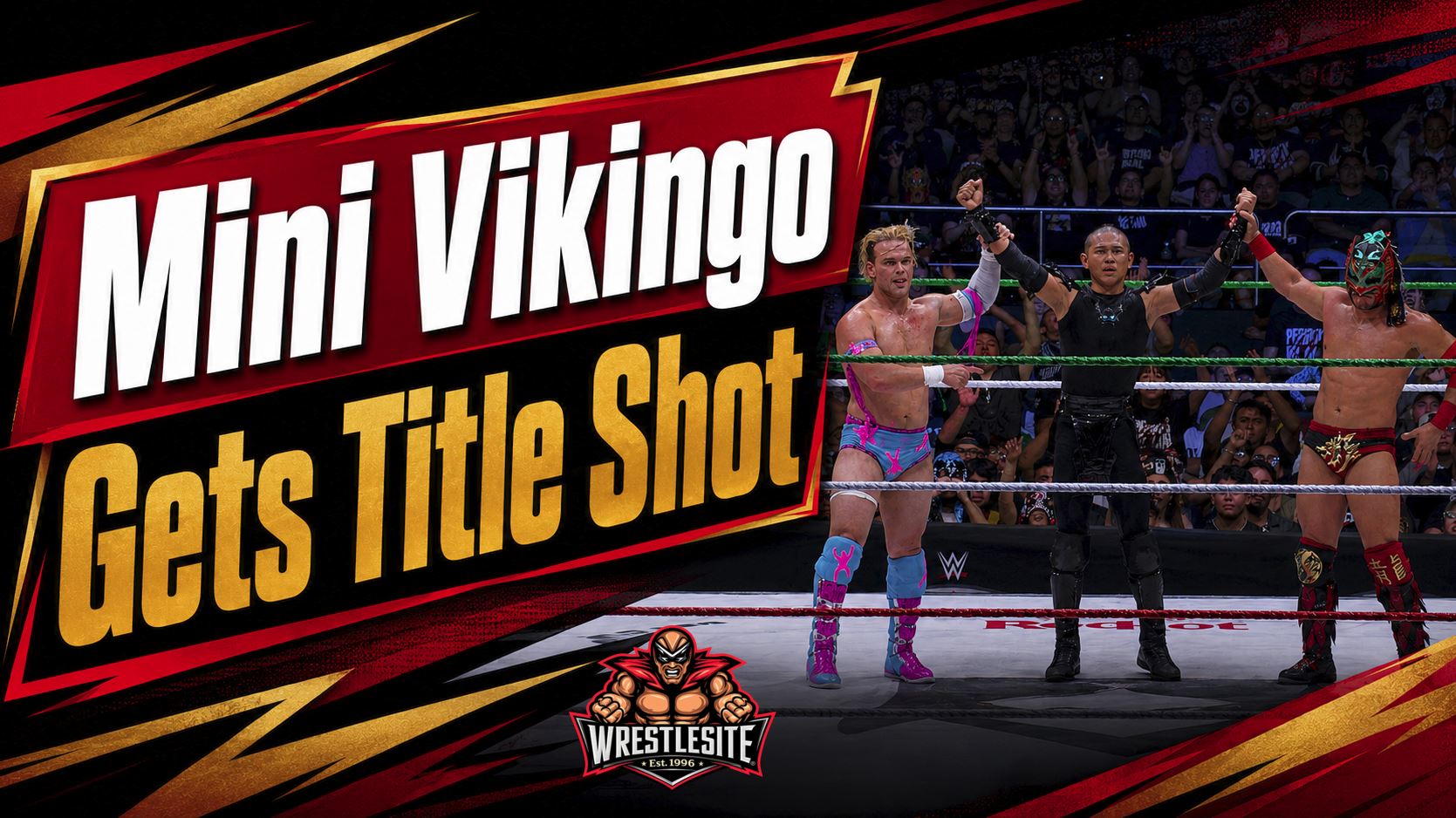 Mini Vikingo hits Jack Cartwheel with 630 splash during AAA Cruiserweight Championship contender match