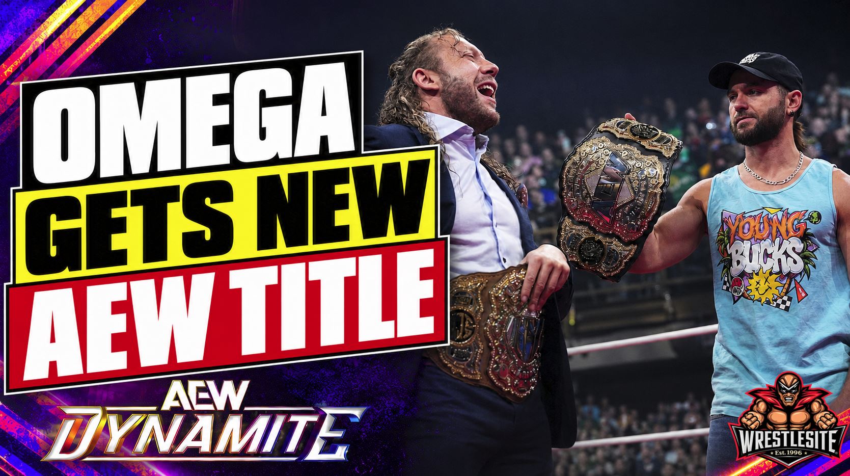Kenny Omega Receives New AEW World Championship 5 Kenny Omega receives a new AEW World Championship belt from the Young Bucks on Dynamite