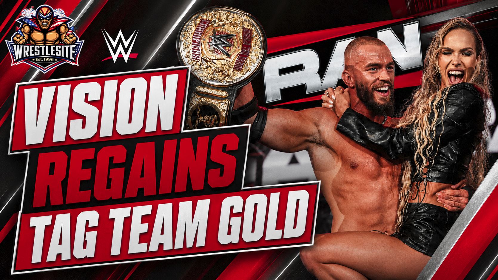 The Vision Capture WWE Tag Titles 5 Maxxine Dupri helps Austin Theory and Bron Breakker win WWE Tag Team Titles from The Street Profits