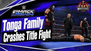 Tonga Family Wrecks Chaotic WWE Double-Title Match 19 The Tonga family stands inside the ring after attacking The War Raiders, Damian Priest and R-Truth