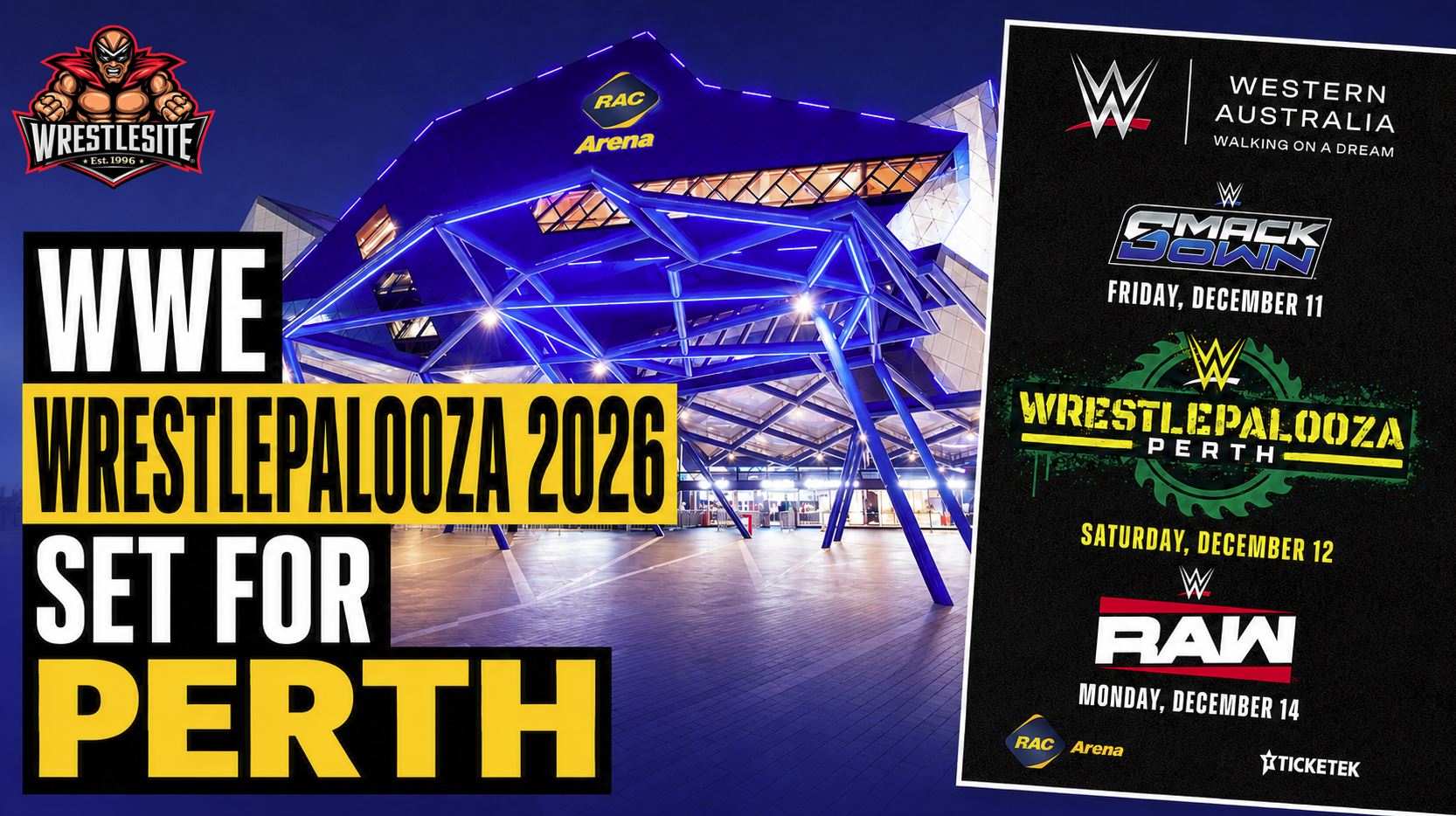 WWE Wrestlepalooza heads to Perth with SmackDown and Raw also scheduled at RAC Arena