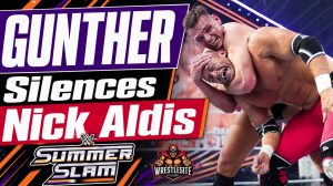 GUNTHER applies a sleeper hold to Nick Aldis during their match at WWE SummerSlam 2026