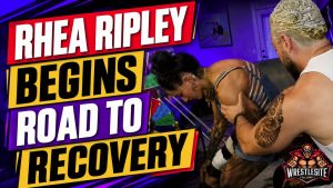 Rhea Ripley Seen on Crutches After Knee Surgery 19 Rhea Ripley wears a knee brace and uses crutches following surgery for a torn meniscus