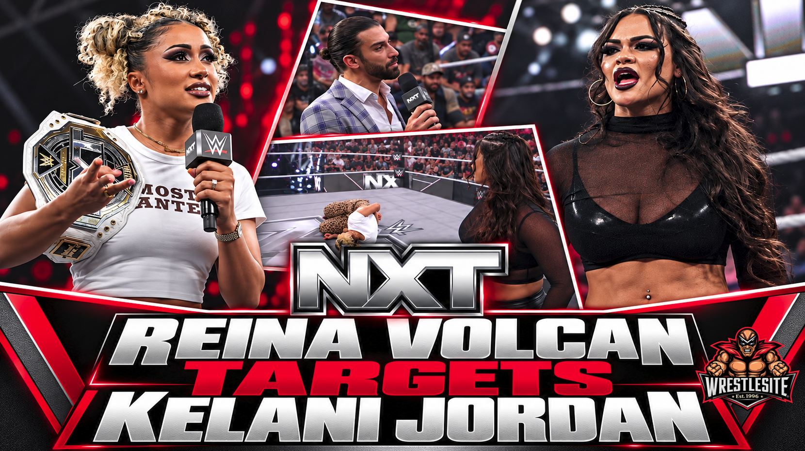 Reina Volcan confronts Kelani Jordan during NXT segment ahead of a 20-woman championship battle royal