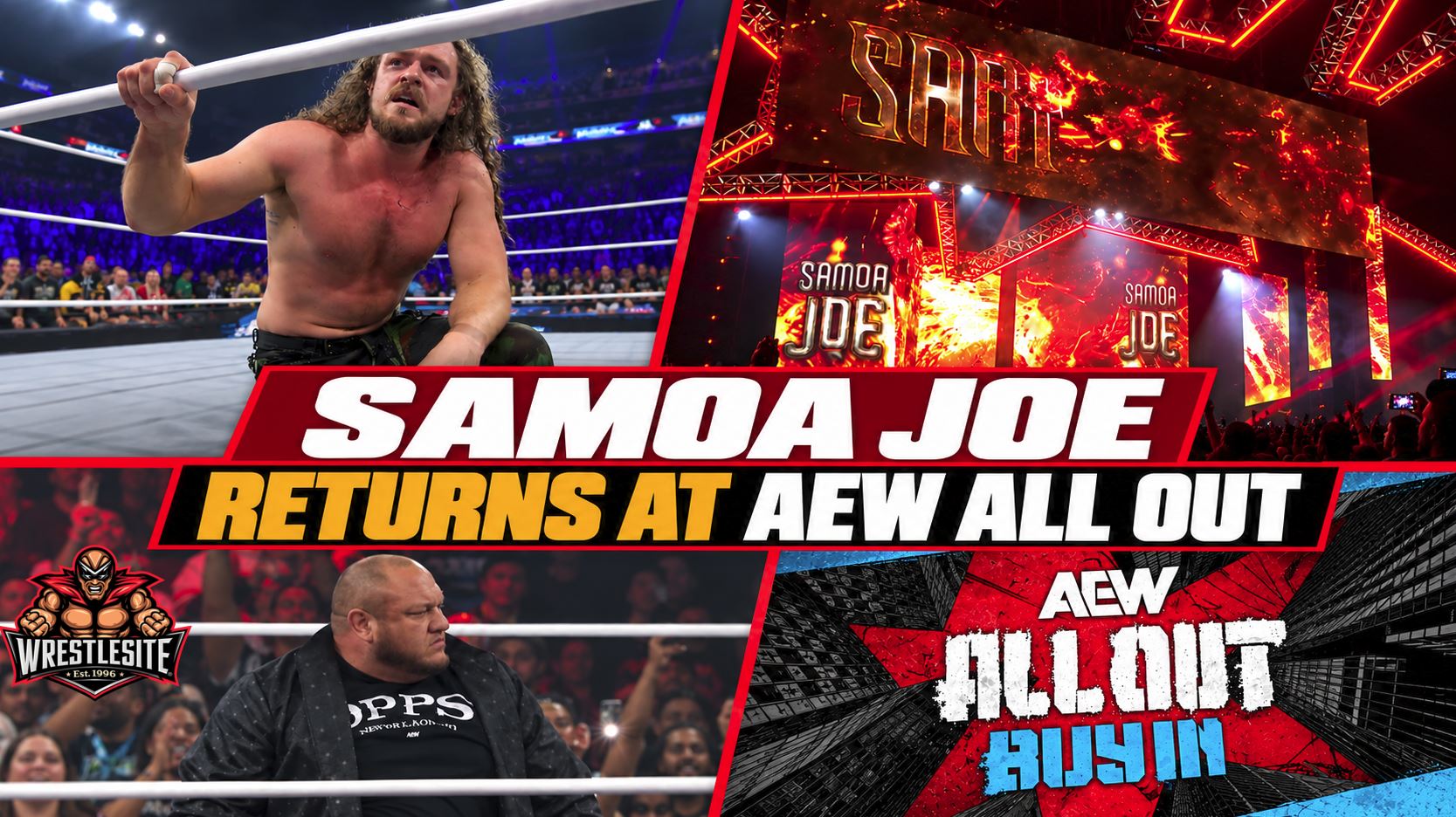 Samoa Joe headbutts Jack Perry during AEW All Out Tailgate Brawl after returning from television absence