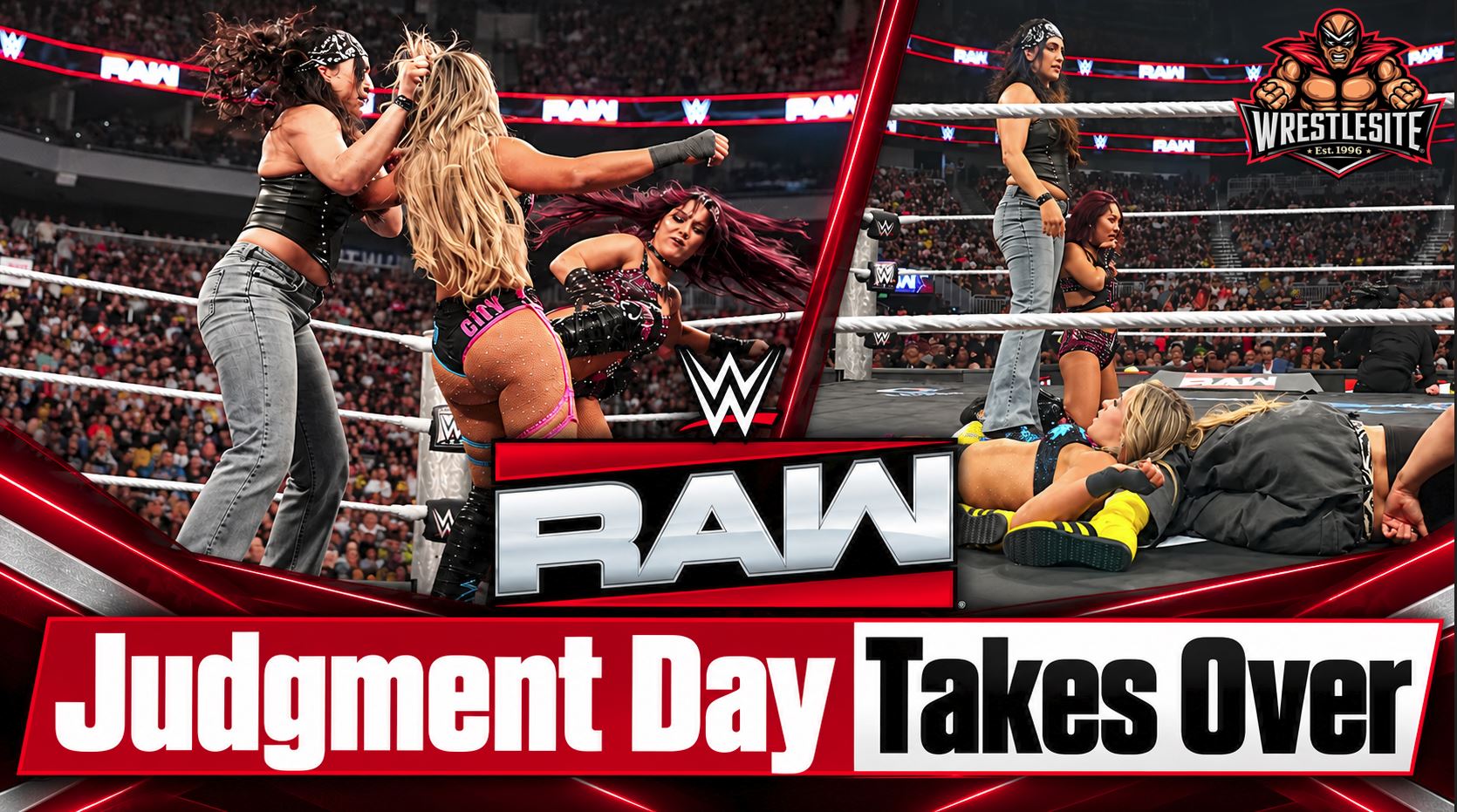Roxanne Perez and Raquel Rodriguez attack Lola Vice and Sol Ruca on WWE Raw