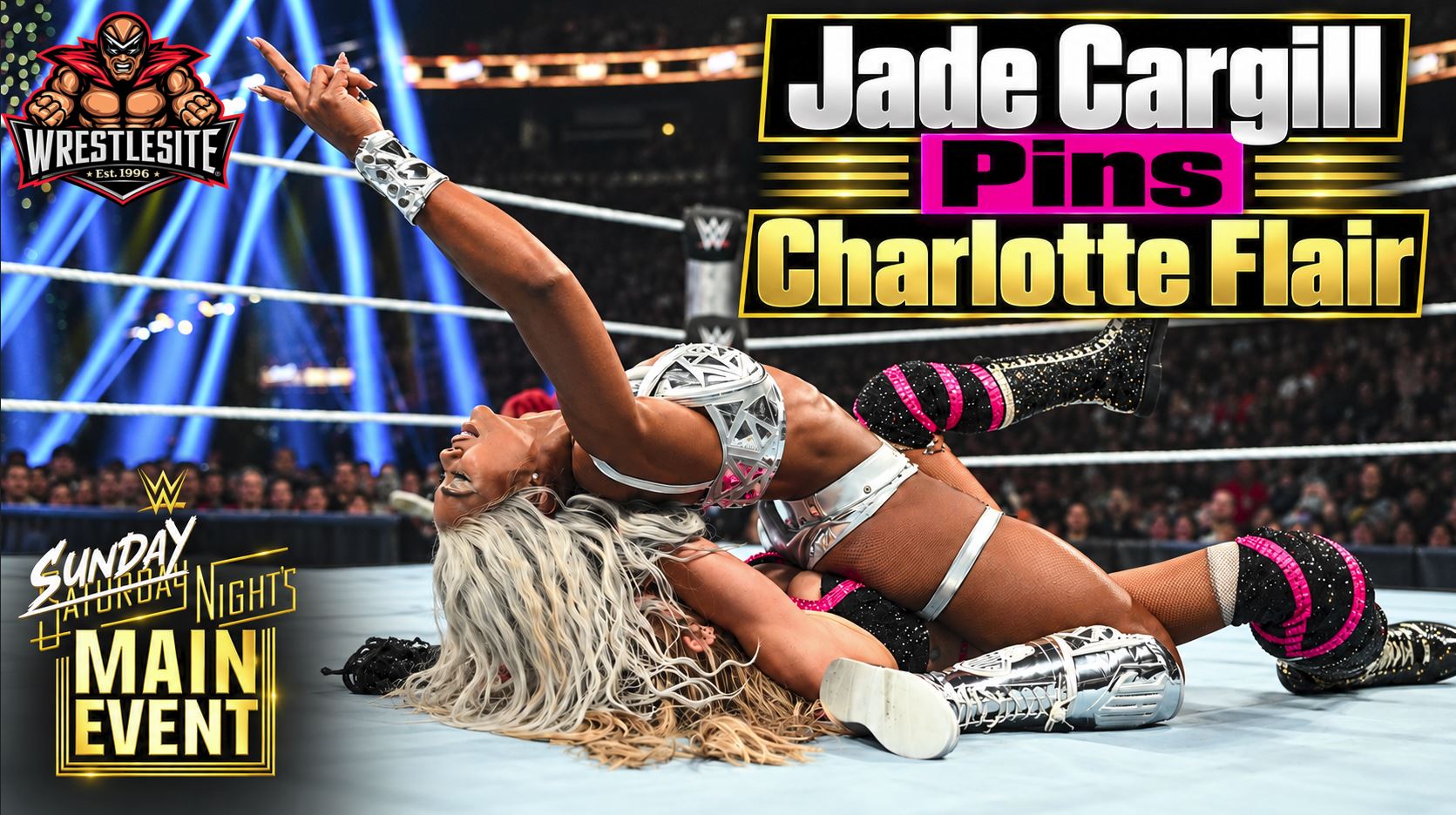 Jade Cargill Pins Charlotte Flair at SNME 5 Jade Cargill pins Charlotte Flair after hitting Jaded during their six-woman tag team match