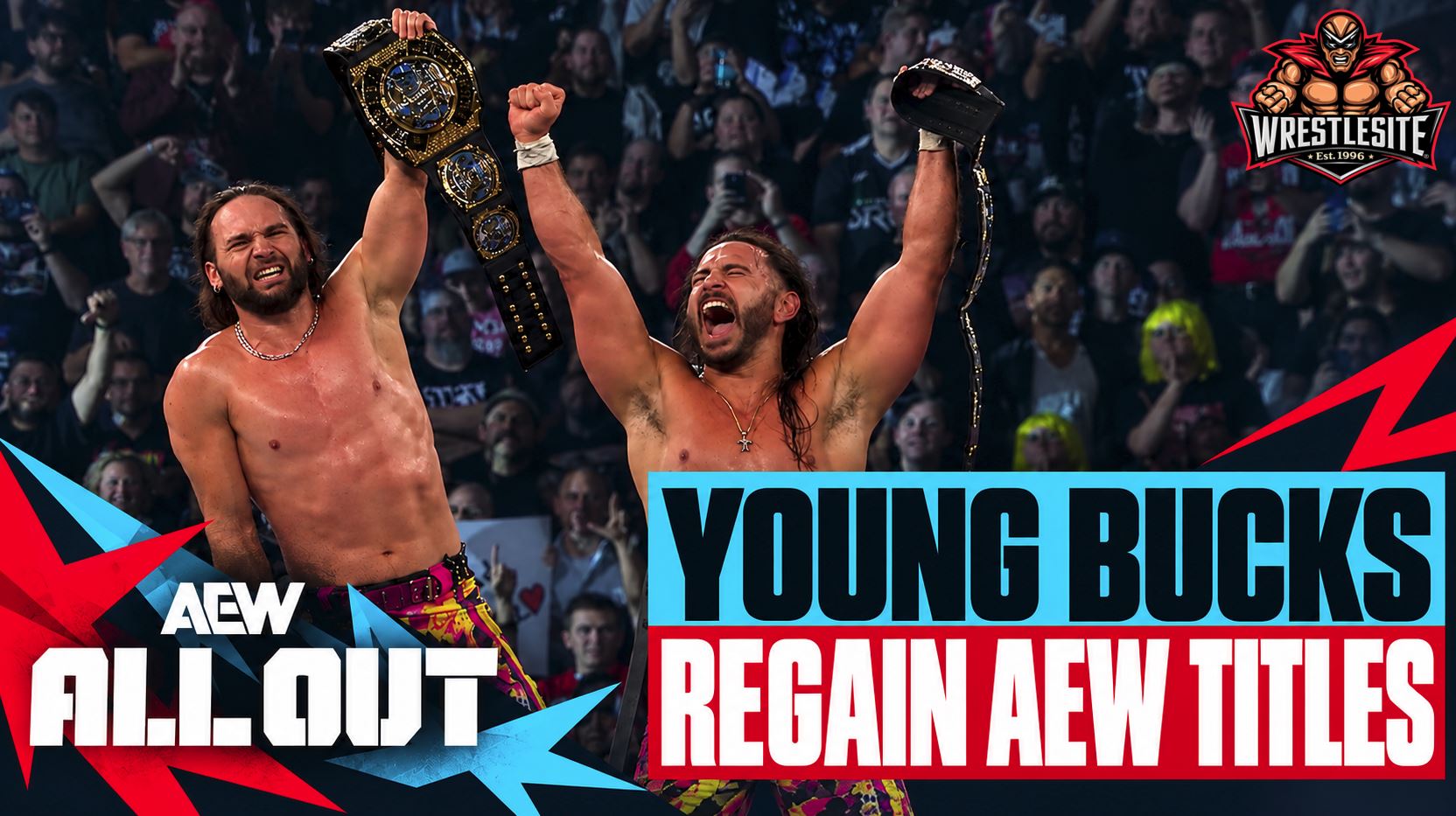 Young Bucks Regain AEW Tag Titles 5 Young Bucks climb ladder to win AEW Tag Team Titles in chaotic All Out match