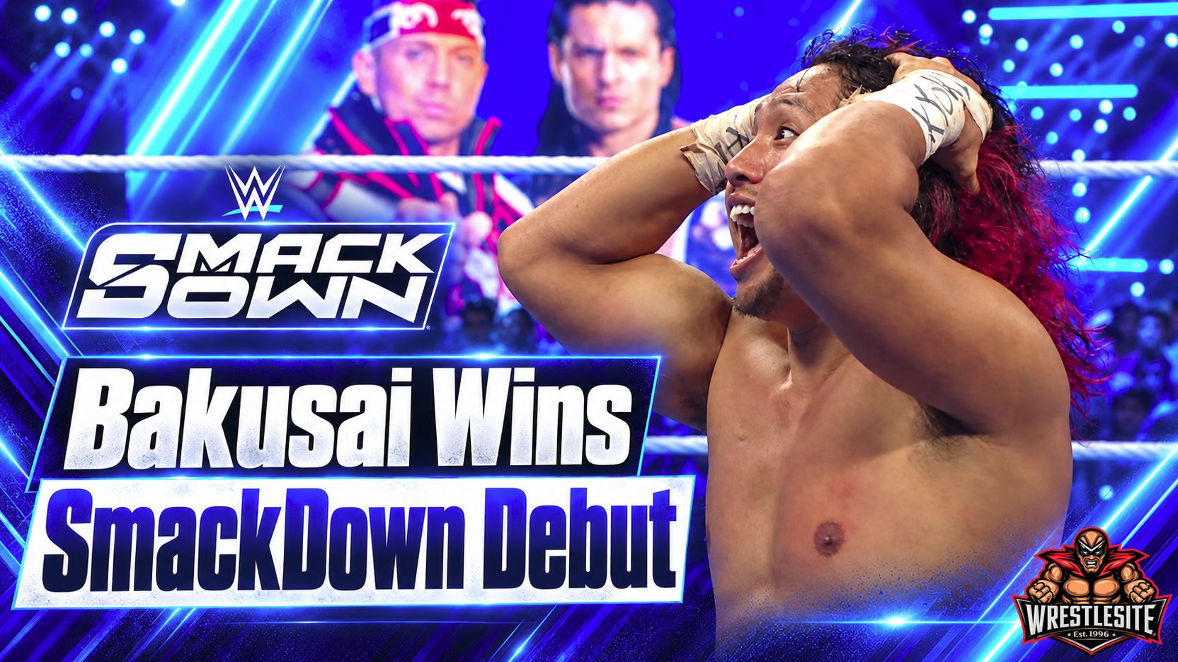 Bakusai Wins WWE SmackDown Tag Team Debut 5 Shinsuke Nakamura and Kyoki celebrate Bakusai’s WWE SmackDown debut victory over Miz and Kit Wilson