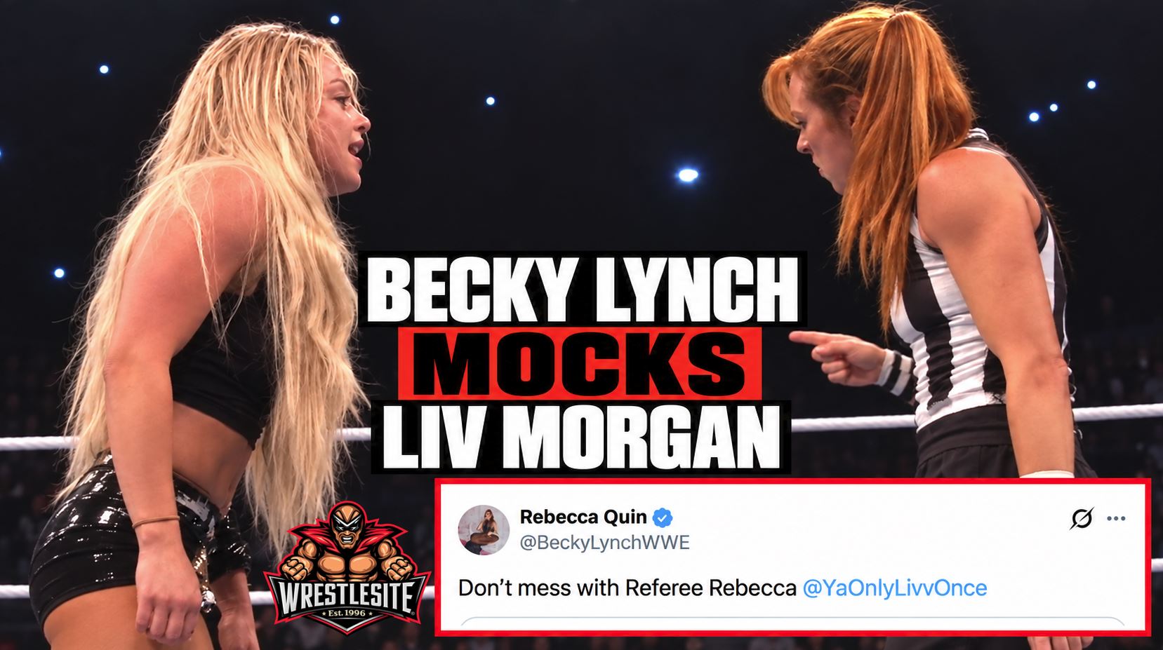 Becky Lynch stops counting Liv Morgan’s pinfall during the WWE Women’s World Championship match in Santiago Chile