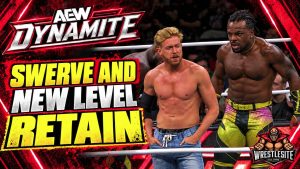 Swerve Strickland and The New Level battle The Conglomeration during an AEW World Trios Championship match