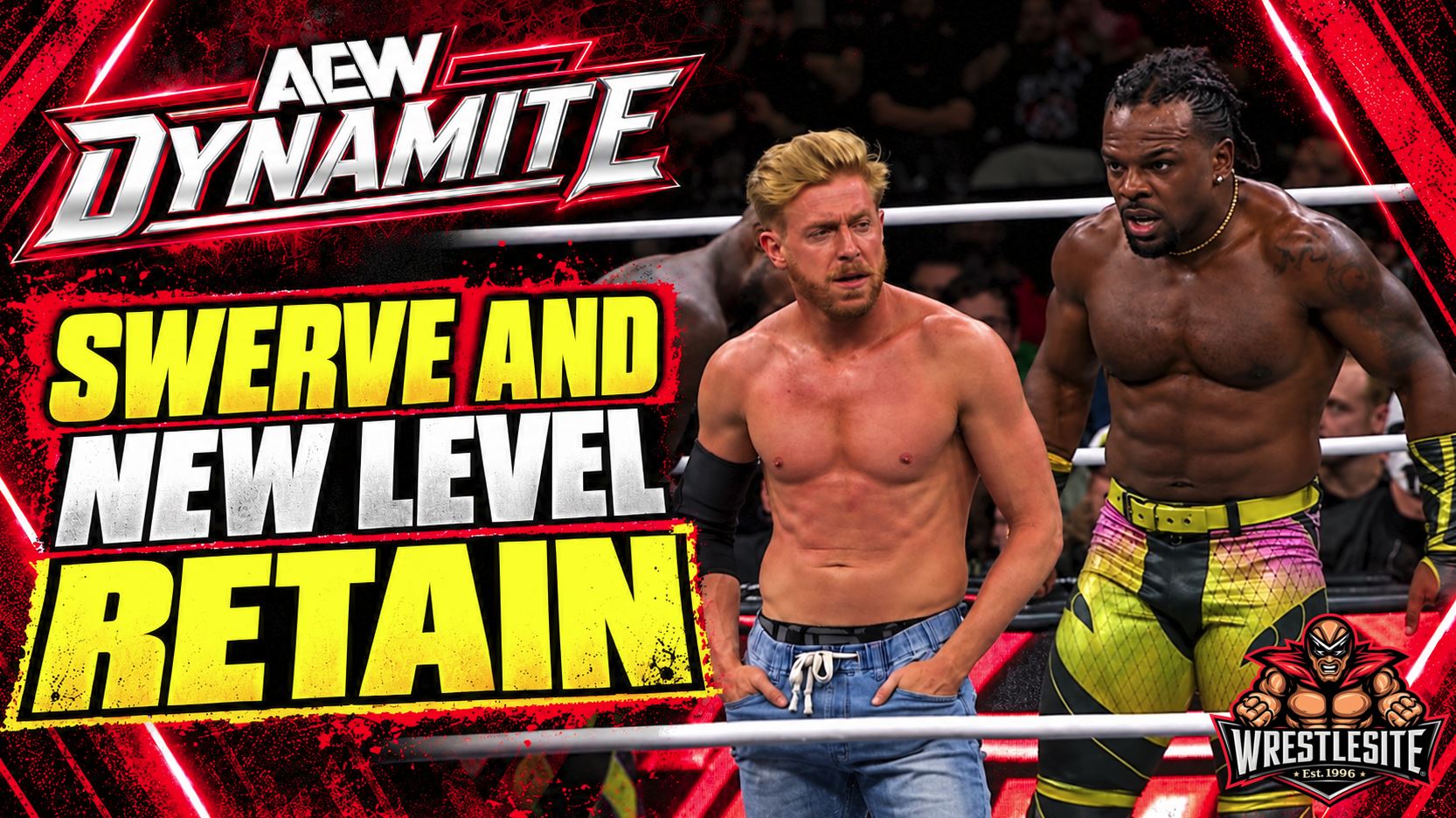 Swerve Strickland and New Level Retain AEW Trios Titles 5 Swerve Strickland and The New Level battle The Conglomeration during an AEW World Trios Championship match