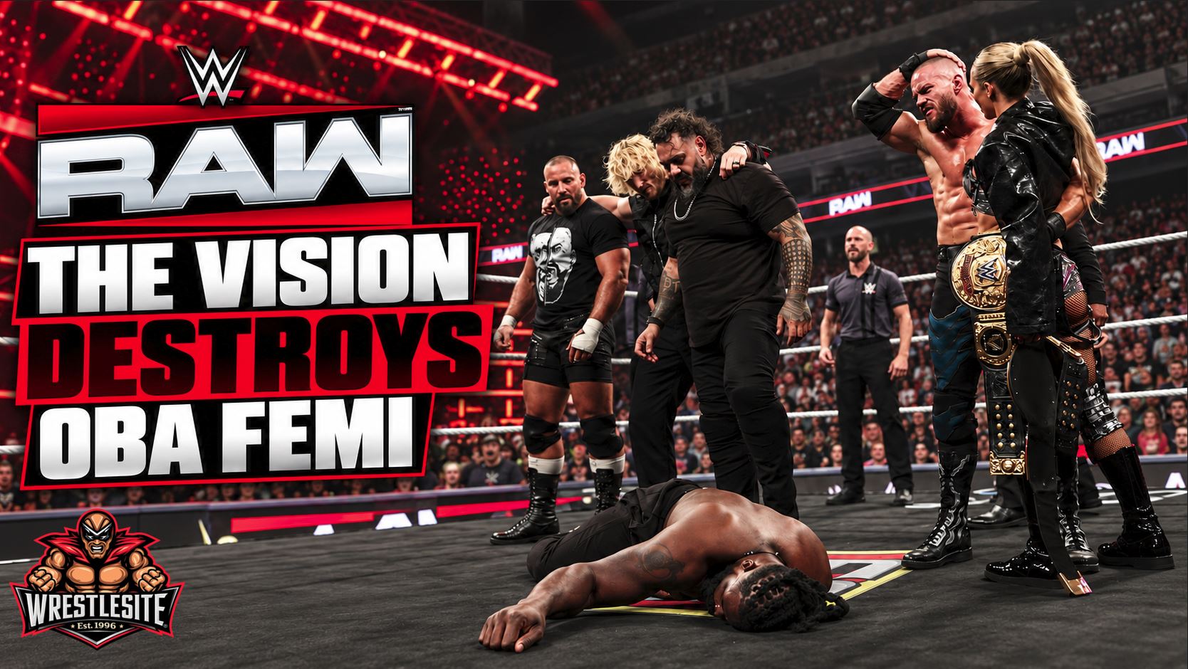 Bron Breakker and Bronson Reed attack Oba Femi after Otis returns to face Austin Theory on WWE Raw