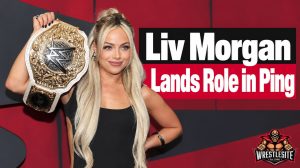 Liv Morgan poses with the WWE Women’s World Championship after joining the cast of psychological thriller Ping