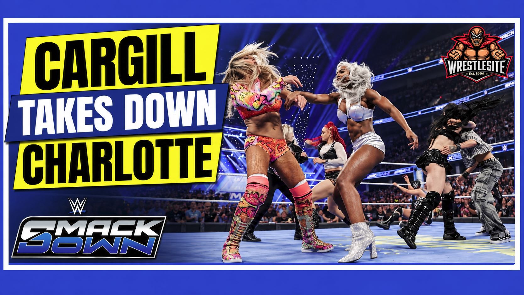 Jade Cargill Leads SmackDown Attack on Charlotte Flair 5 Jade Cargill attacks Charlotte Flair after a WWE SmackDown tag team match alongside several rivals