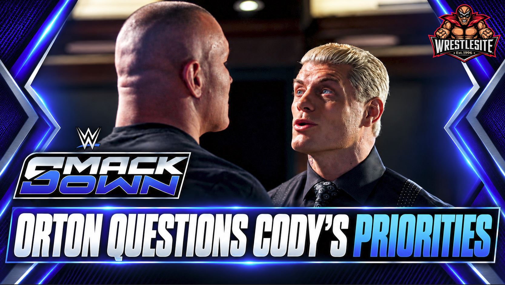 Randy Orton confronts Cody Rhodes during a tense WWE SmackDown interview before their championship match