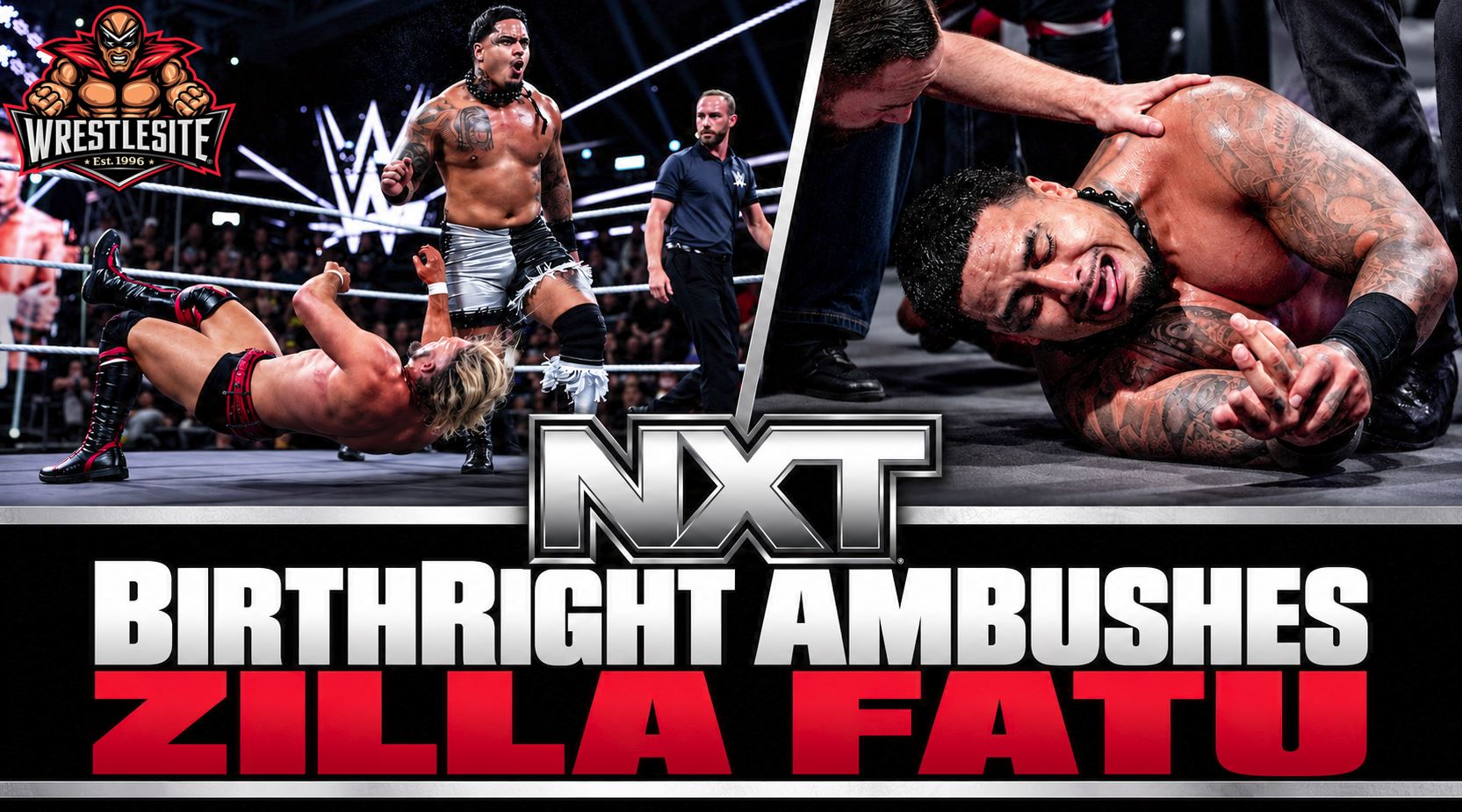 BirthRight attacks Zilla Fatu and targets his hand after his victory over Lexis King’s interference